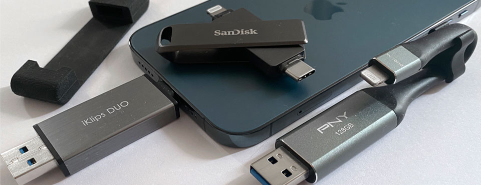 iPhone Flash Drive Round-up: Adam Elements iKlips Duo, PNY Duo Link iOS & Sandisk iXpand Luxe