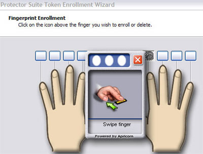Fingerprint enrollment is a matter of three swipes and a dialog box.