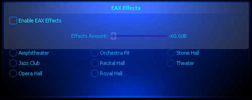 A list of EAX effect settings.
