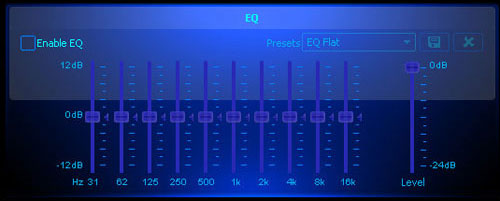 A list of equalizer settings.