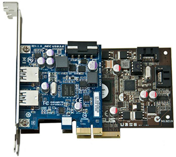 Asus U3S6 x4 compared with Gigabyte USB 3.0 x1 card.