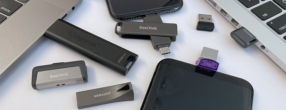 Best Flash Drives - Kingston DataTraveler Max, Kingston DataTraveler microDuo 3C, Lexar JumpDrive S47, Samsung BAR Plus & Sandisk iXpand Luxe