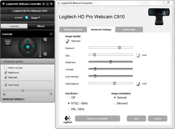 logitech camera settings 2.5.17.0