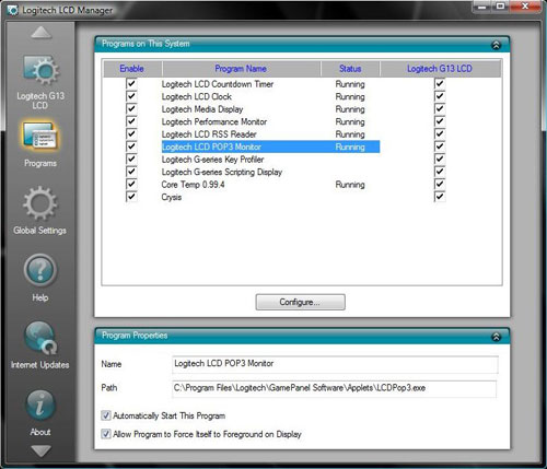 This tells you which program comes with Logitech GamePanel support.