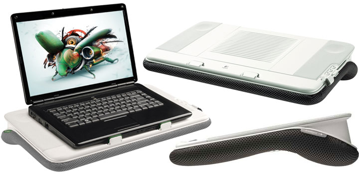 Logitech Speaker Lapdesk N700 - Support pour ordinateur portable - avec  système de haut-parleur 2.0, ventilateur de refroidissement - 16