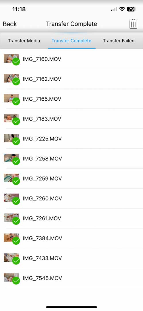 PNY Duo Link showing completed file transfers